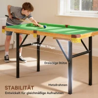 SPORTNOW Klappbarer Billardtisch, Mini-Billiard-Tisch, 2 Queues, 16 Kugeln, Dreieck, Bürste, Grün(m-6)