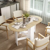 HOMCOM Mesa de Cozinha Dobrável Mesa de Jantar Dobrável Ovalada com Laterais Abatíveis Estilo Moderno 163x80x75 cm Madeira(m-2)