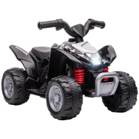 AIYAPLAY Quad Electric pentru Copii 18-36 Luni cu Lumini LED, Claxon și Pedale, 65,5x38,5x43,5 cm, Negru(m-12)