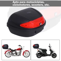 HOMCOM Baúl Moto Universal 52L + Llaves y Accesorios Equipaje Caja de Moto Topcase Casco para Motocicleta Ciclomotores Scooter(m-7)