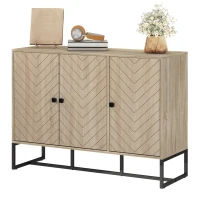 HOMCOM Aparador com Desenho Zig-Zag com Prateleiras Ajustáveis Pés de Aço para Cozinha Entrada Quarto 108x40x80 cm Madeira(m-12)