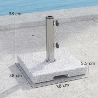 Outsunny Bază pătrată pentru umbrelă din granit, 21 kg, cu mânere și 2 butoane reglabile, Gri(m-3)