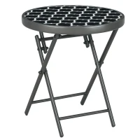 Outsunny Gartentisch Klapptisch Garten-Klapptisch, rund, wetterbeständig, klappbar,  Ø45 x 50 cm, Schwarz(m-12)