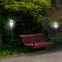 Outsunny 2 Farolas Solares de Jardín con Luz LED Blanca 6000K IP44 Set de 2 Farolas de Exterior 18,5x18,5x129 cm Negro(m-2)
