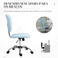 Vinsetto Cadeira de Escritório Giratória de Couro PU com Altura Ajustável e Função Basculante 50x54x87,5-96,5 cm Azul Claro(m-7)