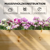 Outsunny Hochbeet Holz, Pflanzbeet mit Trennwand Offenem Boden, Frühbeet Gartenbeet 235 x 66 x 26 cm Naturholz(m-7)