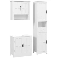 kleankin Conjunto Casa de Banho Inclui 1 Coluna para Casa de Banho 1 Móvel para Lavatório e 1 Armário de Parede Branco(m-1)