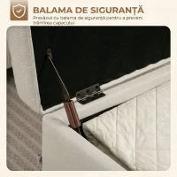 HOMCOM Bancă de Depozitare de 80L Tapițată cu Material Textil și Picioare din Lemn, 118x42x45 cm, Crem(m-5)