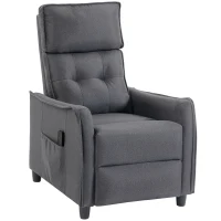 HOMCOM Poltrona de Massagem Reclinável com Apoio para Pés 2 Zonas de Massagem Assento com Molas Bolsos Estofado em Linho Cinzento(m-1)