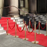 Outsunny Colonnina Segnapercorso per Code Separatore in Acciaio Rosso e Oro(m-9)