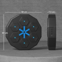 SPORTNOW Boxtrainer mit Musikfunktion, Bluetooth, leuchtende Punkte, Wandaufhängung, Kunstleder, Schwarz(m-3)