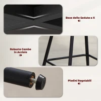 HOMCOM Set 2 Sgabelli da Bar con Schienale e Poggiapiedi, Rivestimento in Tessuto e Gambe in Acciaio, Beige(m-6)