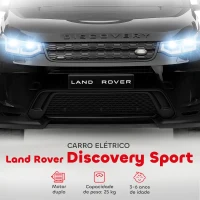 AIYAPLAY Carro Elétrico para Crianças com Licença Land Rover Discovery Sport Bateria 12V Faróis Buzina e Música 106x65,5x51 cm Preto(m-4)