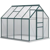 Outsunny Seră de Grădină din Policarbonat, Metal și Aluminiu, Anti-UV și Antivânt, 190x253x199cm, Verde(m-17)