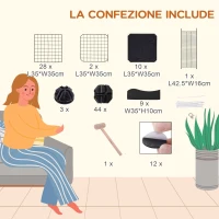 PawHut Recinto per Animali Domestici Modulabile e Multilivello con Rampa e 2 Porte in Acciaio e PP, 105x70x116 cm, Nero(m-6)