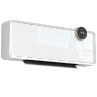 HOMCOM Chauffage mural en céramique 1000/2000W, radiateur électrique, ventilateur, thermostat, minuterie, 54x18,7x12,3cm, blanc(m-11)