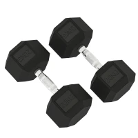 HOMCOM Hanteln mit gerändeltem Griff, Kurzhantel aus Gusseisen, 2 x 20kg für Zuhause, Fitnessstudio, Krafttraining(m-12)