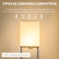 HOMCOM Candeeiro de Pé Moderno com Prateleiras com Ecrã de Tecido e Interruptor de Pé 26x26x159cm Branco e Madeira(m-7)