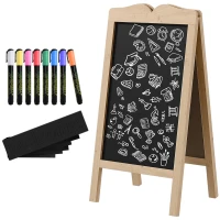 Vinsetto Mini Cavalete de Madeira Quadro Lousa Negro Magnético e Dobrável com 8 Gizes e 6 Placas de Palavras 51x42x101 cm Madeira(m-11)