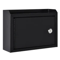 HOMCOM Briefkasten Wandbriefkasten Postkasten abschließbar mit Kassenschublade Funktion inkl. 2 Schlüssel Stahl Schwarz 25 x 7,7 x 18,5 cm(m-1)