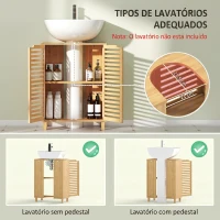 HOMCOM Móvel para Lavatório Pousar de Bambu com Prateleira Ajustável para Lavatórios com ou sem Pedestal 60x30x80 cm Madeira(m-4)