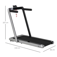 HOMCOM Elektrisches Laufband mit LED-Display Faltbares Fitnessgerät 1-12 Km/h Stahl Schwarz+Silber 134 x 66 x 107 cm(m-3)