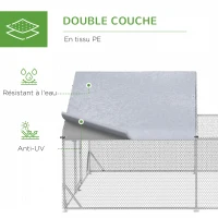 PawHut Enclos poulailler chenil volière extérieur 12 m² - parc grillagé dim. 4L x 3l x 2H m - espace couvert - acier galvanisé(m-5)