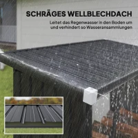 Outsunny Brennholzschuppen, Feuerholzunterstand, Stahl, erhöhter Boden, Schrägdach, 150 x 66,5 x 150 cm, Dunkelgrau(m-6)