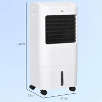 HOMCOM Enfriador de Aire con 3 Velocidades Temporizador 7,5h Tanque de Agua 15L Apto para 15-20 ㎡ 37x32x78 cm Blanco(m-3)