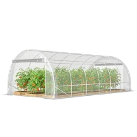 Outsunny Estufa tipo Túnel 296x597x199 cm com 2 Portas Enroláveis Estrutura de Aço Galvanizado e Cobertura em PE 150g/m² Transparente(m-11)