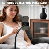 HOMCOM Poltrona Relax Reclinável 3 em 1 com Função de Baloiço Rotação 360° Suporte para Telemóvel Assento Amplo Cinzento(m-4)