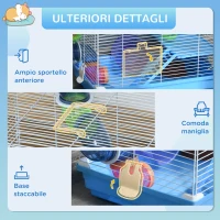 PawHut Gabbia per Criceti a 2 Livelli con Serbatoio per Acqua, Vassoio, Tubo e Ruota per Criceti, 46x30x37 cm(m-6)