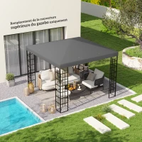 Outsunny Toile de rechange pour pavillon toile de tonnelle trous de drainage protection solaire UPF30+ 3 x 3 m gris foncé(m-2)