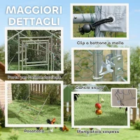 PawHut Recinto per Galline da 12m² per 12-18 Animali con Tetto Impermeabile, Mangiatoia e Posatoio, 3x4x1.9m, Argento(m-7)