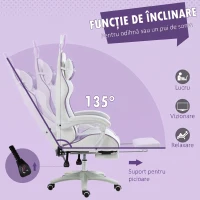 Vinsetto Scaun Gaming cu Urechi de Iepuraș, Suport pentru Picioare, Perne, Reglabil și Reclinabil, Mov(m-6)
