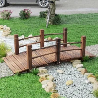 Outsunny Ponte de Jardim de Madeira com Corrimão Ponte Decorativa para Pátio 152,5x67x48 cm Madeira Carbonizada(m-7)