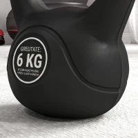 HOMCOM Kettlebell 6kg din plastic și nisip cu bază plată și mâner, 20x13x22 cm, negru(m-8)
