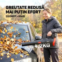 Outsunny Suflător cu Baterie 18V, Suflător de Frunze cu 2 Baterii 4Ah, Motor Brushless 600W, 3 Trepte Viteză 149 km/h, Turbo Boost, 2 Țevi, Încărcător, pentru Grădină Frunze Zăpadă Praful(m-8)