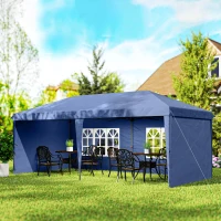 Outsunny Tenda Dobrável 6x3 m Pop-up com 4 Laterais Desmontáveis Tenda de Jardim com 2 Janelas Visíveis Saco de Transporte Azul(m-10)