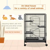 PawHut 4 Levels Removable Small Animal Cage, 95cm - Black(m-4)