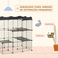 PawHut Recinto para Pequenos Animais com Forma Personalizável para Coelhos Porquinho da India 105x70x116 cm Preto(m-7)