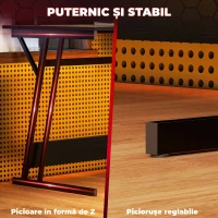 HOMCOM Birou Gaming cu Lumini LED și Suport pentru Monitor, din PAL și Oțel, 100x60x88.5 cm, Negru(m-7)
