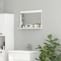 Kleankin Espelho de Casa de Banho de Parede com Prateleira Aberta Estilo Moderno para Hall e Corredor 60x12x40 cm Branco(m-8)