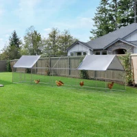 PawHut Pollaio per Galline in Metallo Zincato con Copertura Resistente Acqua e Raggi UV, 300x800x195cm(m-10)