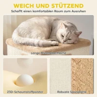 PawHut 3-stöckiges Katzentonne für drinnen, halbgeschlossene Katzenhöhle mit Kratzflächen rundum, 2 Katzenhöhlen(m-6)