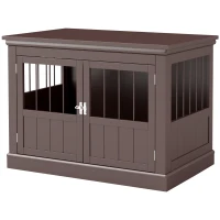 PawHut Gaiola para Cães com Mesa Auxiliar 3 Portas Francês e Fecho Magnético para Cães Pequenos 78x53x59,3 cm Castanho(m-11)