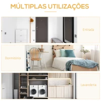 HOMCOM Suporte para Cabides com 4 Prateleiras de Armazenamento e Barra de Pendurar Estilo Industrial 101x39x160cm Madeira e Branco(m-4)