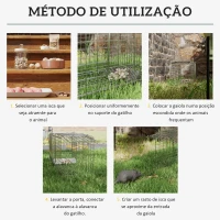 Outsunny Armadilha para Animais Vivos Dobrável 66x24x30,5 cm Gaiola de Captura com Porta e Alça para Coelhos Roedores Prata(m-5)