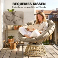 Outsunny Bistro-Set Balkon-Set Terrassenset, wetterbeständig, abnehmbare Polster, 85 cm x 70 cm x 82 cm, Natur +Hellbraun(m-6)