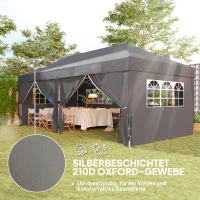 Outsunny Pavillon ca. 6x3m Stabil Winterfest Pop-up Faltpavillon mit Fenster Reißverschlusstür Seitenteilen UV Schutz(m-5)